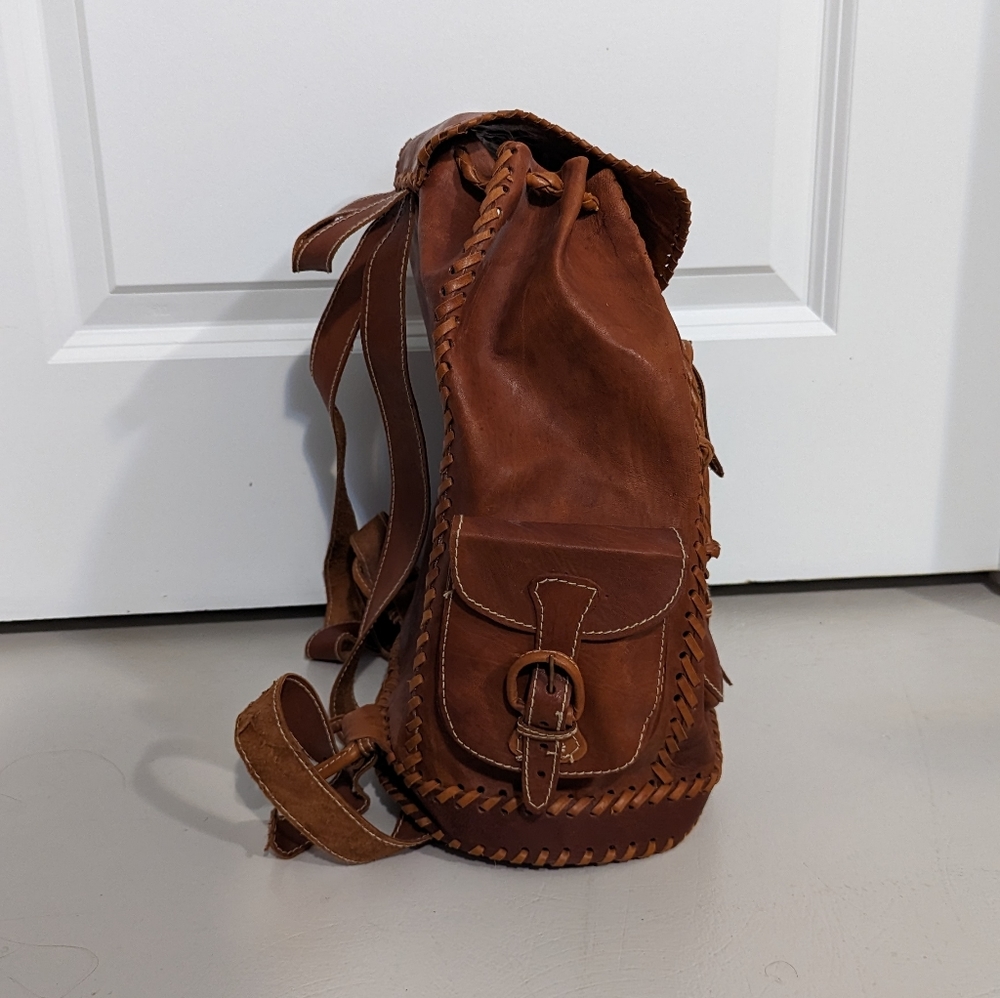 Vintage genuine leather backpack purse - Picture 4 of 5